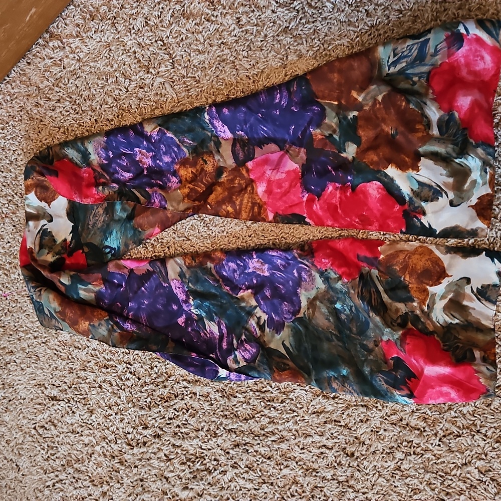 Vintage 100% Silk Floral Multicolor Scarf